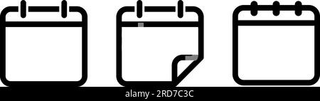 Set of linear icons of empty tear-off sheet pages as reminder of event shedule Stock Vector
