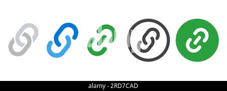 Hyperlink link chain symbol icon set collection attachment Stock Vector