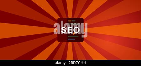 SEO search engine optimization icon code programming red background Stock Vector