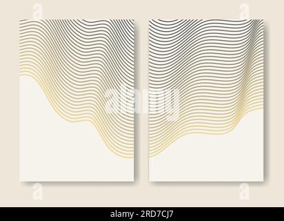 Aesthetic templates set with wavy lines in modern style Stock Vector
