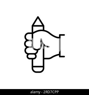 Pencil in closed hand icon, creative education revolution, lightning fist, logo, thin line web symbol - editable stroke vector illustration Stock Vector