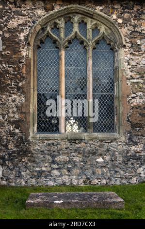 A Window at Lydd Church, Lydd, Kent, England Stock Photo