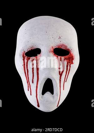 Creepy bloody mask isolated on black background with clipping path Stock Photo
