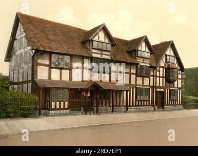 Shakespeare's birthplace, Stratford-on-Avon, England, 1895, Historical, digital improved reproduction of an old Photochrome print Stock Photo