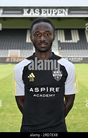 Eupen, Belgium. 19th July, 2023. Eupen's Amadou Keita poses for a portrait picture at the 2023-2024 season photoshoot of Belgian Jupiler Pro League team KAS Eupen, Wednesday 19 July 2023 in Eupen. BELGA PHOTO JOHN THYS Credit: Belga News Agency/Alamy Live News Stock Photo