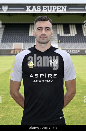 Eupen, Belgium. 19th July, 2023. Eupen's Jan Gorenc poses for a portrait picture at the 2023-2024 season photoshoot of Belgian Jupiler Pro League team KAS Eupen, Wednesday 19 July 2023 in Eupen. BELGA PHOTO JOHN THYS Credit: Belga News Agency/Alamy Live News Stock Photo