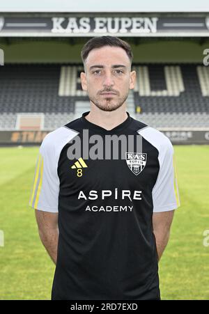 Eupen, Belgium. 19th July, 2023. Eupen's Kevin Mohwald poses for a portrait picture at the 2023-2024 season photoshoot of Belgian Jupiler Pro League team KAS Eupen, Wednesday 19 July 2023 in Eupen. BELGA PHOTO JOHN THYS Credit: Belga News Agency/Alamy Live News Stock Photo