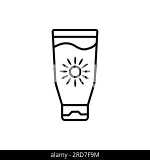 Sunscreen icon from summer collection. Thin linear sunscreen, cream, sun outline icon isolated on white background. Line vector sunscreen sign, symbol Stock Vector