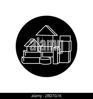 Wooden building blocks black line icon. Pictogram for web page, mobile app, promo. Stock Vector