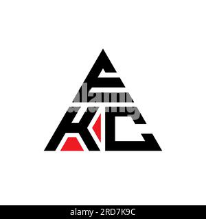 EKC triangle letter logo design with triangle shape. EKC triangle logo design monogram. EKC triangle vector logo template with red color. EKC triangul Stock Vector