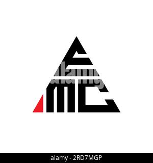 EMC triangle letter logo design with triangle shape. EMC triangle logo design monogram. EMC triangle vector logo template with red color. EMC triangul Stock Vector