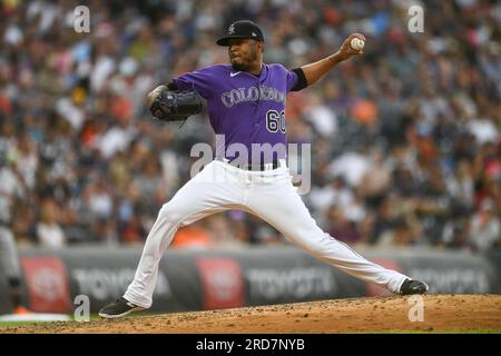 DENVER, CO - JULY 18: Colorado Rockies relief pitcher Fernando Abad (60)  pitches in the fourth inning during an interleague game between the Houston  Astros and the Colorado Rockies at Coors Field