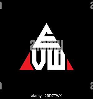 EVW triangle letter logo design with triangle shape. EVW triangle logo design monogram. EVW triangle vector logo template with red color. EVW triangul Stock Vector