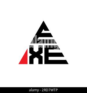 EXE triangle letter logo design with triangle shape. EXE triangle logo design monogram. EXE triangle vector logo template with red color. EXE triangul Stock Vector