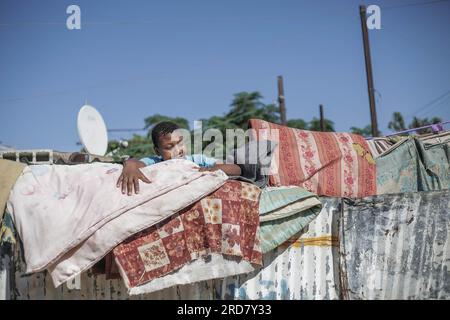 Gaza, Palestine. 18th July, 2023. A Palestinian child seen at his family home in the town of Beit Lahiya, in the northern Gaza Strip. (Credit Image: © Mahmoud Issa/SOPA Images via ZUMA Press Wire) EDITORIAL USAGE ONLY! Not for Commercial USAGE! Stock Photo