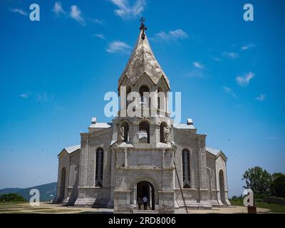 The exterior of the Ghazanchetsots Cathedral in Shusha, Nagorno-Karabakh. The unrecognised yet de facto independent country in South Caucasus, Nagorno-Karabakh (also known as Artsakh) has been in the longest-running territorial dispute between Azerbaijan and Armenia in post-Soviet Eurasia since the collapse of Soviet Union. It is mainly populated by ethnic Armenians. Stock Photo