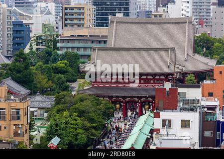 TOKYO, JAPAN - JULY 18 2023: View of crowds around the Senso-ji Temple in the Asakusa area of Tokyo Stock Photo