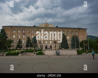 Stepanakert, Azerbaijan. 11th June, 2019. The exterior of Karabakh's Presidential Building at the Renaissance Square of Stepanakert, Nagorno-Karabakh. The unrecognised yet de facto independent country in South Caucasus, Nagorno-Karabakh (also known as Artsakh) has been in the longest-running territorial dispute between Azerbaijan and Armenia in post-Soviet Eurasia since the collapse of Soviet Union. It is mainly populated by ethnic Armenians. (Photo by Jasmine Leung/SOPA Images/Sipa USA) Credit: Sipa USA/Alamy Live News Stock Photo