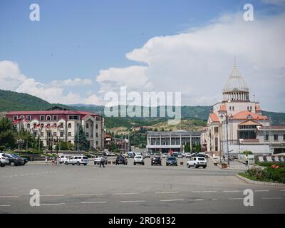 Stepanakert, Azerbaijan. 13th June, 2019. The view of Stepanakert, Nagorno-Karabakh during daytime. The unrecognised yet de facto independent country in South Caucasus, Nagorno-Karabakh (also known as Artsakh) has been in the longest-running territorial dispute between Azerbaijan and Armenia in post-Soviet Eurasia since the collapse of Soviet Union. It is mainly populated by ethnic Armenians. (Photo by Jasmine Leung/SOPA Images/Sipa USA) Credit: Sipa USA/Alamy Live News Stock Photo