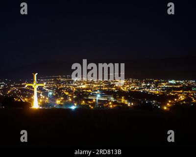 Stepanakert, Azerbaijan. 14th June, 2019. General view of Christian Cross located on a mountain in Stepanakert, Nagorno-Karabakh. The unrecognised yet de facto independent country in South Caucasus, Nagorno-Karabakh (also known as Artsakh) has been in the longest-running territorial dispute between Azerbaijan and Armenia in post-Soviet Eurasia since the collapse of Soviet Union. It is mainly populated by ethnic Armenians. (Photo by Jasmine Leung/SOPA Images/Sipa USA) Credit: Sipa USA/Alamy Live News Stock Photo