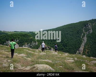 Stepanakert, Azerbaijan. 13th June, 2019. Several locals seen at the top of a mountain during afternoon in Shusha, Nagorno-Karabakh. The unrecognised yet de facto independent country in South Caucasus, Nagorno-Karabakh (also known as Artsakh) has been in the longest-running territorial dispute between Azerbaijan and Armenia in post-Soviet Eurasia since the collapse of Soviet Union. It is mainly populated by ethnic Armenians. (Photo by Jasmine Leung/SOPA Images/Sipa USA) Credit: Sipa USA/Alamy Live News Stock Photo