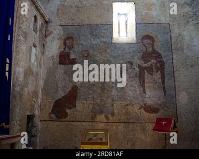 Stepanakert, Azerbaijan. 14th June, 2019. The interior of Dadivank, an Armenian Apostolic monastery, in Kalbajar, Nagorno-Karabakh. The unrecognised yet de facto independent country in South Caucasus, Nagorno-Karabakh (also known as Artsakh) has been in the longest-running territorial dispute between Azerbaijan and Armenia in post-Soviet Eurasia since the collapse of Soviet Union. It is mainly populated by ethnic Armenians. (Photo by Jasmine Leung/SOPA Images/Sipa USA) Credit: Sipa USA/Alamy Live News Stock Photo