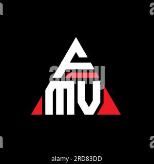 FMV triangle letter logo design with triangle shape. FMV triangle logo design monogram. FMV triangle vector logo template with red color. FMV triangul Stock Vector