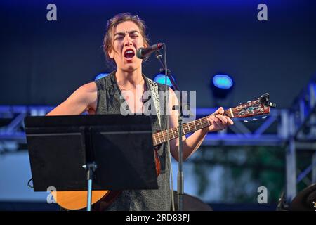 Singer songwriter, Maya De Vitry, Vancouver Folk Music Festival, Jericho Park, Vancouver, British Columbia, Canada Stock Photo