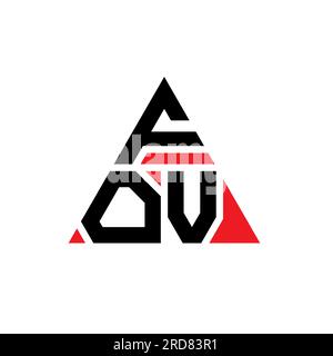 FOV triangle letter logo design with triangle shape. FOV triangle logo design monogram. FOV triangle vector logo template with red color. FOV triangul Stock Vector