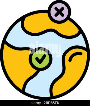 Global situation icon outline vector. Map corona. Epidemic world color flat Stock Vector
