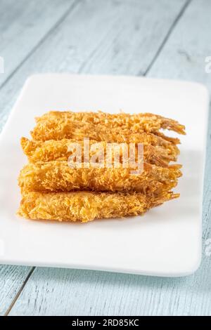 Deep fried Shrimp tempura on the white plate Stock Photo