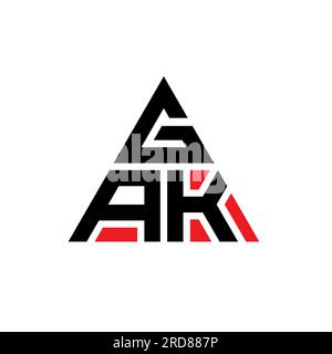 GAK triangle letter logo design with triangle shape. GAK triangle logo design monogram. GAK triangle vector logo template with red color. GAK triangul Stock Vector