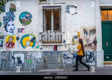 Street art in the popular 13th arrondissement, Paris, France Stock Photo