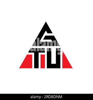 GTU triangle letter logo design with triangle shape. GTU triangle logo design monogram. GTU triangle vector logo template with red color. GTU triangul Stock Vector