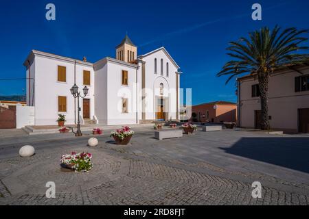 View of church in Piazza di Gallura, San Teodoro, Sardinia, Italy, Mediterranean, Europe Stock Photo