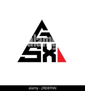 GSX triangle letter logo design with triangle shape. GSX triangle logo design monogram. GSX triangle vector logo template with red color. GSX triangul Stock Vector