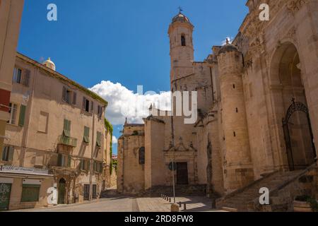 View of Cathedral di San Nicola (Duomo) in Piazza Duomo in Sassari, Sassari, Sardinia, Italy, Mediterranean, Europe Stock Photo