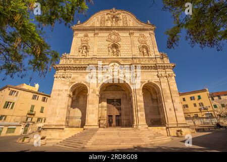 View of Cathedral di San Nicola (Duomo) in Piazza Duomo in Sassari, Sassari, Sardinia, Italy, Mediterranean, Europe Stock Photo