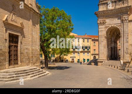 View of Cathedral di San Nicola (Duomo) in Piazza Duomo in Sassari, Sassari, Sardinia, Italy, Mediterranean, Europe Stock Photo