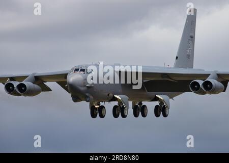 B-52 Stratofortress coming into land at RIAT Fairford 2023. Stock Photo