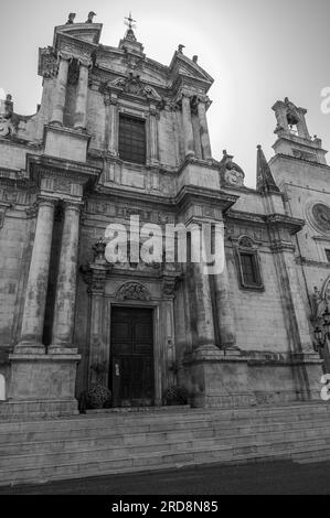 Church and hospital were founded in 1320 by the lay brotherhood of the Compenitenti. The construction was superimposed on some sacred pre-existences, Stock Photo