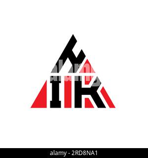 HIK triangle letter logo design with triangle shape. HIK triangle logo design monogram. HIK triangle vector logo template with red color. HIK triangul Stock Vector