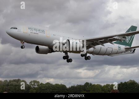 Royal Saudi Air Force Airbus A330 MRTT tanker arriving at the Royal International Air Tattoo 2023. Stock Photo