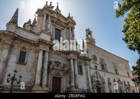 Church and hospital were founded in 1320 by the lay brotherhood of the Compenitenti. The construction was superimposed on some sacred pre-existences, Stock Photo