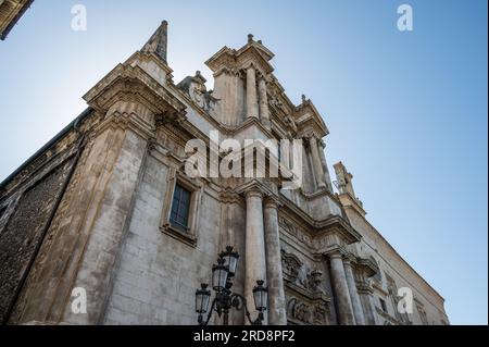 Church and hospital were founded in 1320 by the lay brotherhood of the Compenitenti. The construction was superimposed on some sacred pre-existences, Stock Photo