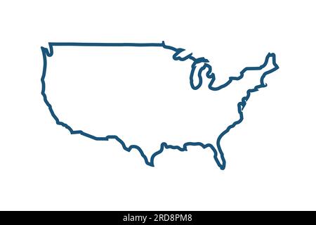 US states contour silhouette. Simple map. Vector Stock Vector