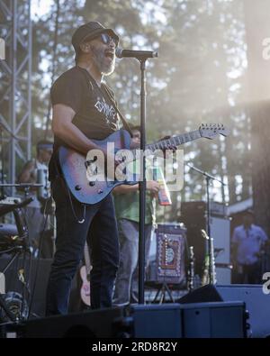 Grass Valley, United States. 14th July, 2023. California WorldFest Hosts Grammy Winning Los Angeles Band Ozomatli As Western U.S. Heatwave Continues. July 13-16, 2023 (Photo by Penny Collins/NurPhoto) Credit: NurPhoto SRL/Alamy Live News Stock Photo