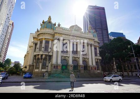 RIO DE JANEIRO, BRAZIL - JUNE 22, 2023: Municipal Theater of Rio de Janeiro, Brazil Stock Photo