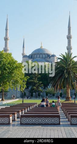 Sultanahmet Park and Sultan Ahmed Mosque aka Blue Mosque on a summers ...