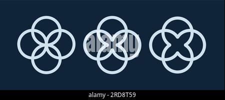 Quatrefoil symbol set. Quatrefoil geometric shape. Vector Stock Vector